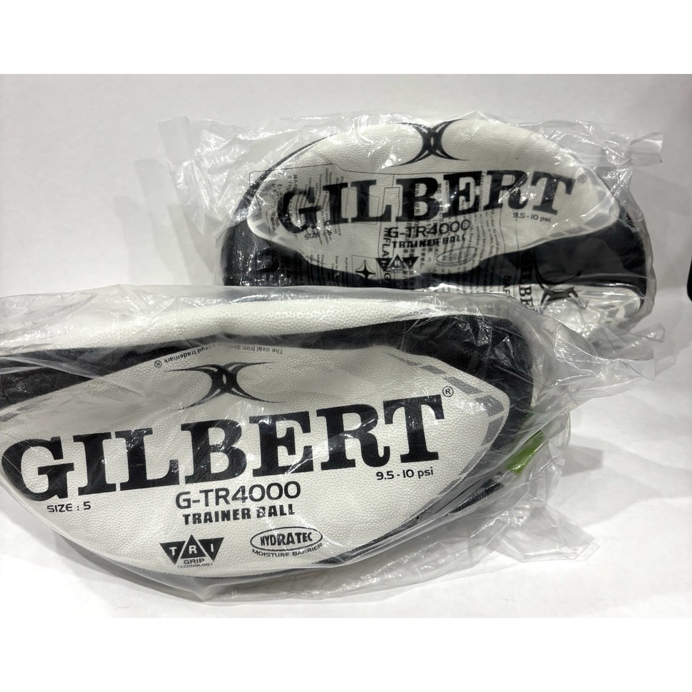 Lot of 2 Gilbert G-TR4000 Size 5 Rugby Trainer Balls New Sealed Black White